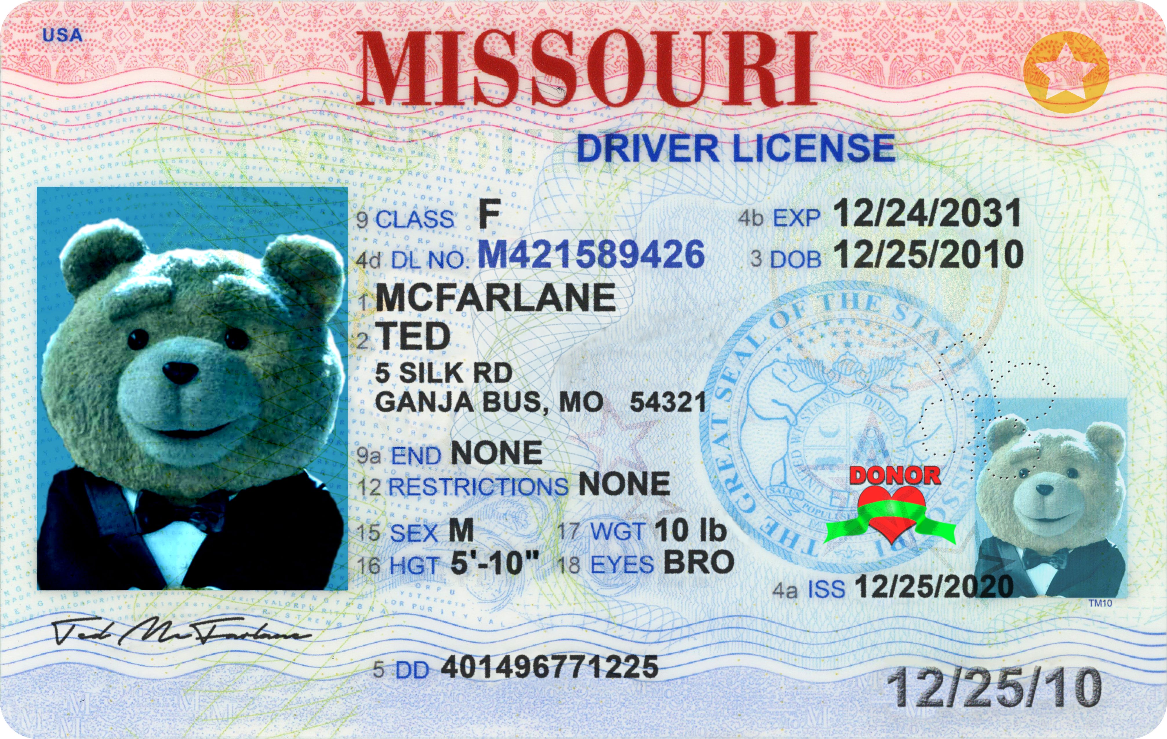 NEW MISSOURI DRIVER LICENSE V3