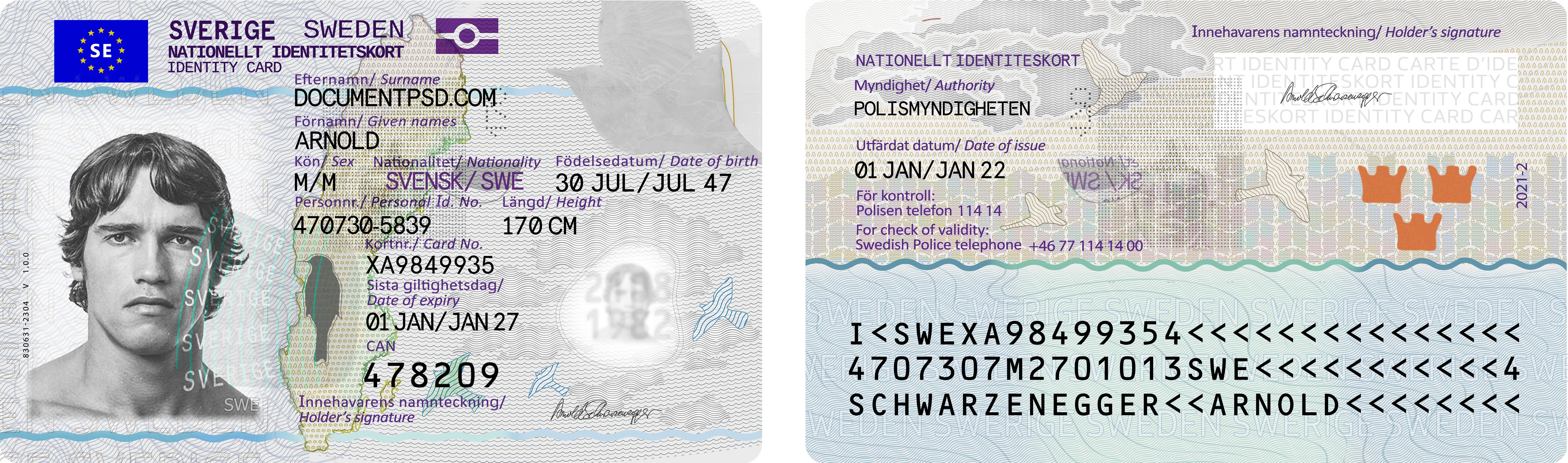 Sweden Identity Card PSD New 2025