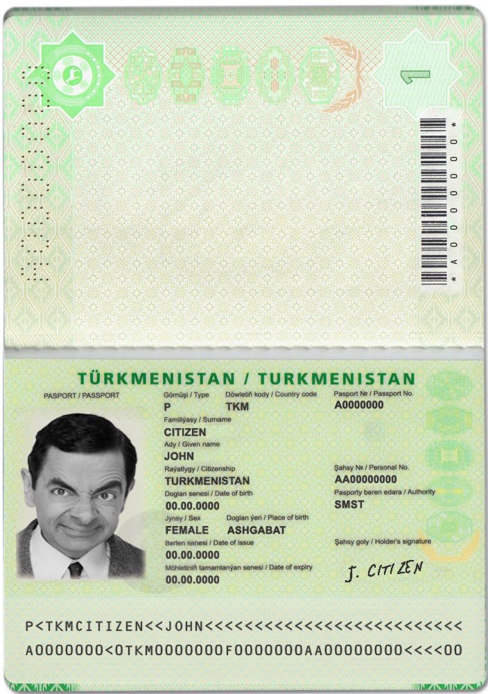Turkmenistan Passport PSD