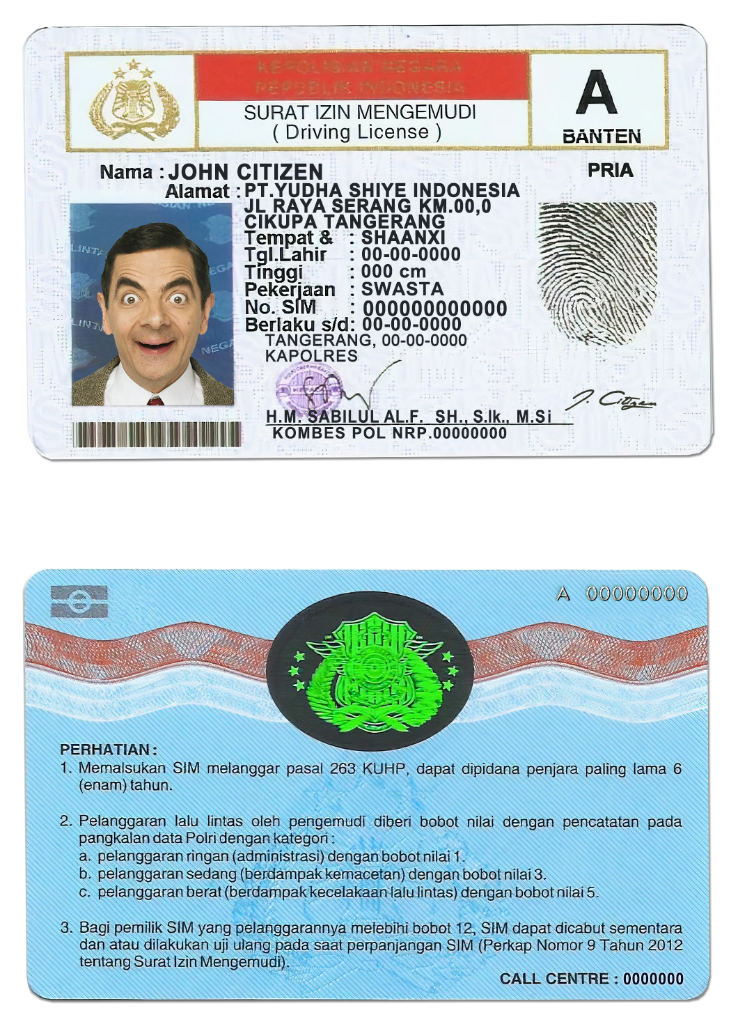 INDONESIA Driver License PSD