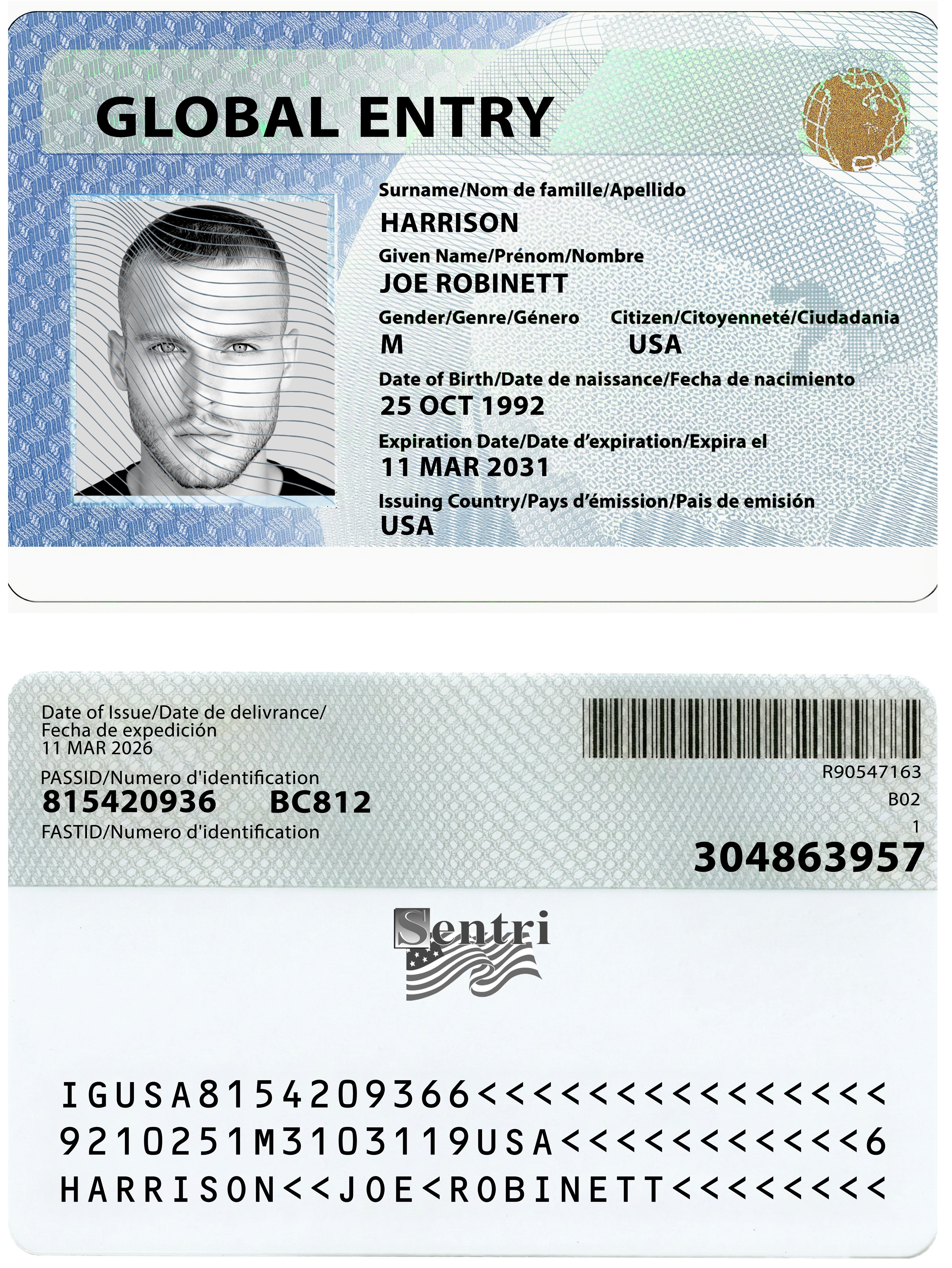 USA Global Entry Card PSD